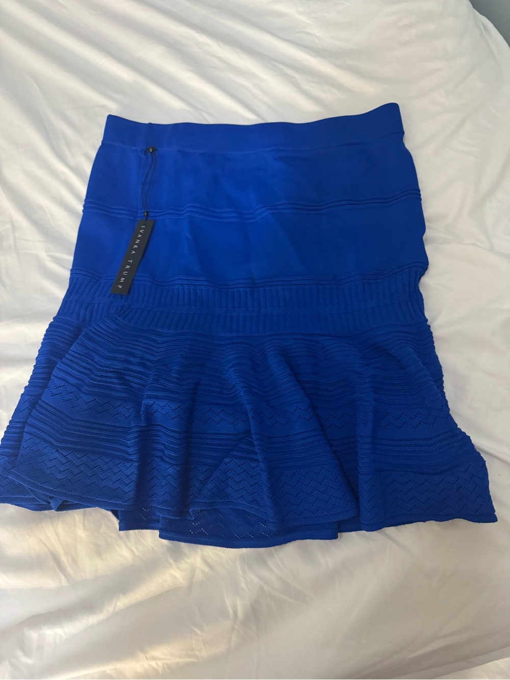 Ivanka Trump Cobalt Blue Knit Flared Skirt